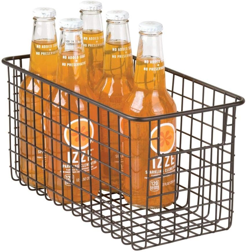 mDesign Allzweckkorb aus Metalldraht – flexibler Aufbewahrungskorb für die Küche, Vorratskammer etc. – 30,5 cm x 15,2 cm x 15,2 cm – kompakter Drahtkorb mit Griffen – bronzefarben