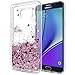 LeYi Compatible with Galaxy Note 5 Case with 2 Tempered Glass Screen Protector for Girls Women, Shiny Glitter Clear Phone Case for Samsung Galaxy Note 5, Rose Gold