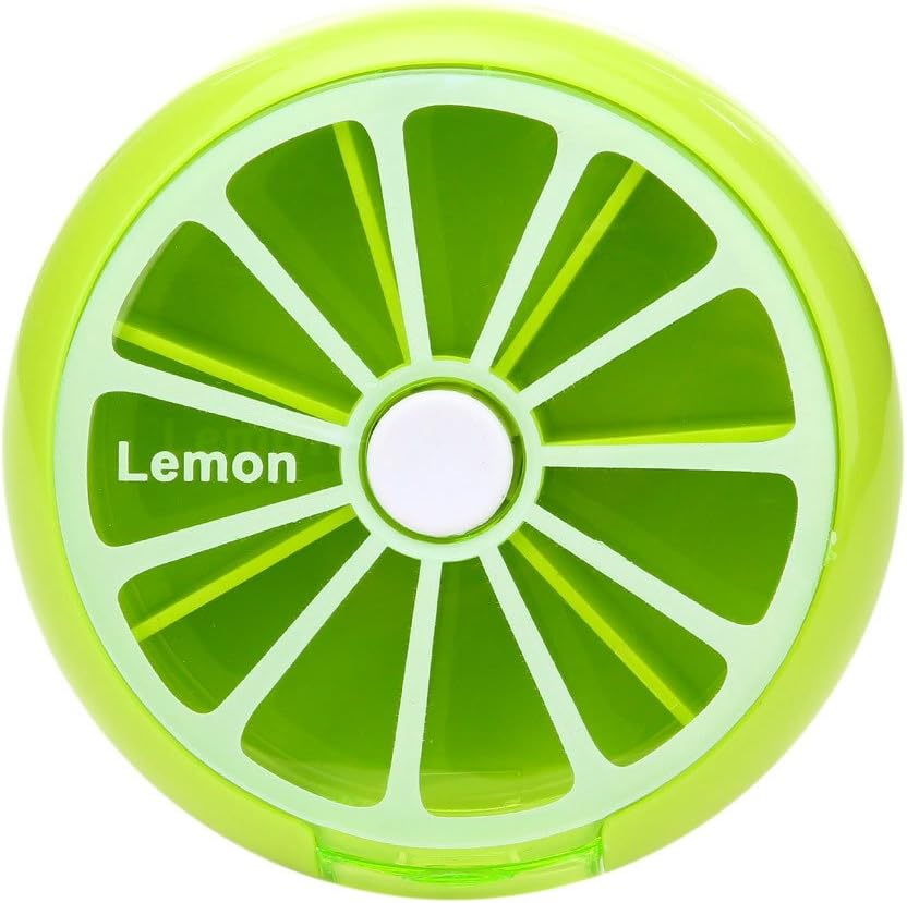 Shop-Story – Weekly Citrus Pill Box with 7 Day Dispenser with 7 Compartments for Medication - Lime Green