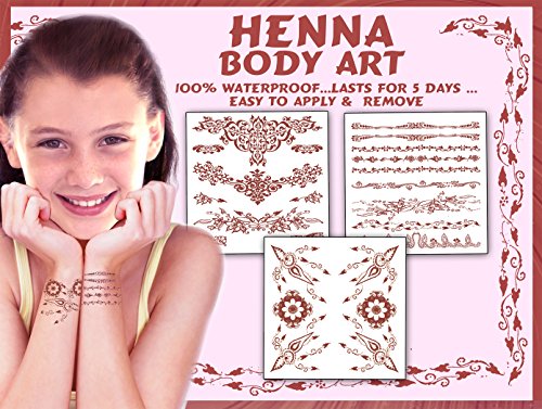 Henna temporary tattoos for girls