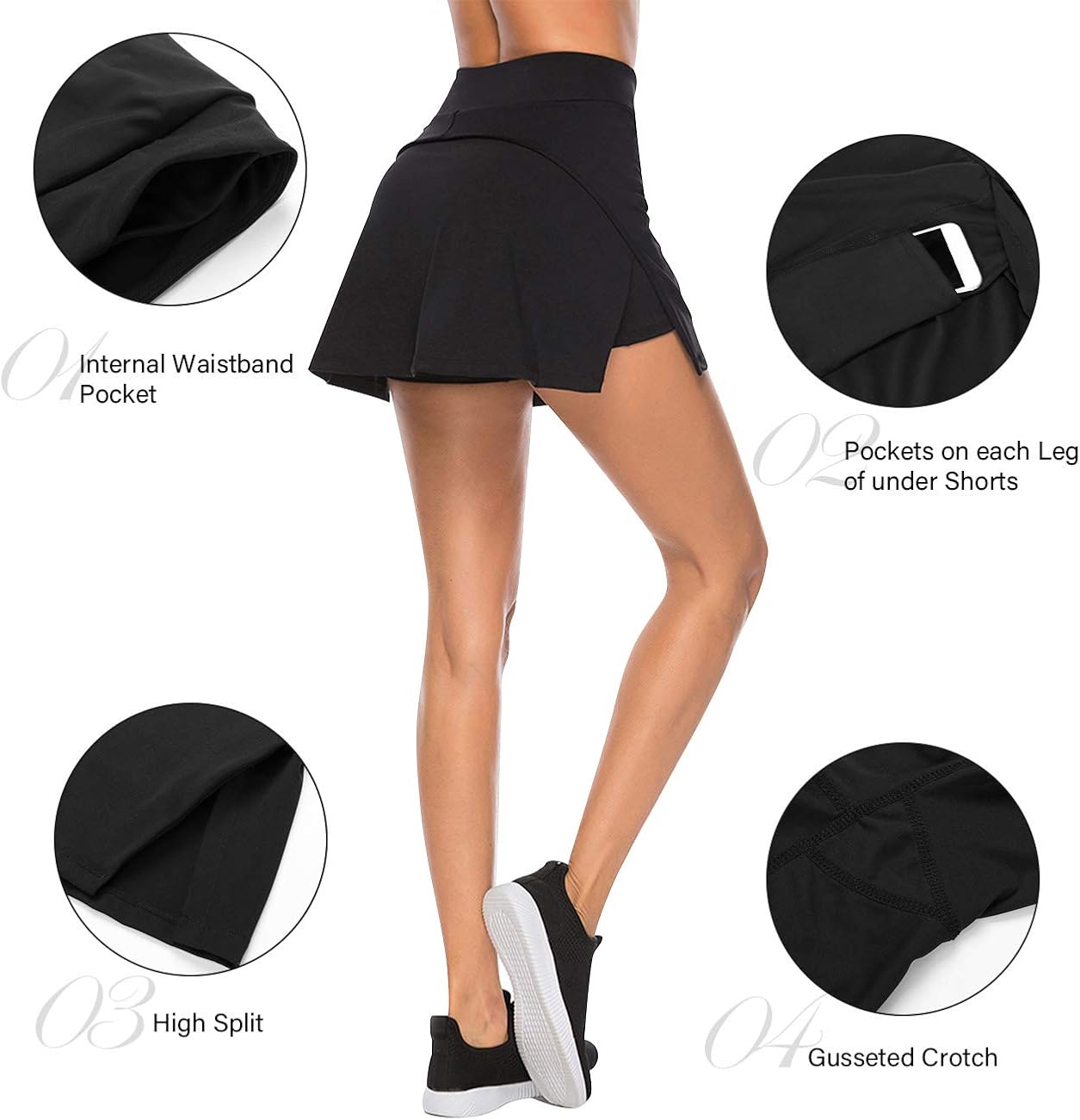 JOYMODE Women's Athletic Skort with Pockets Running Tennis Golf Workout Skirt: Clothing