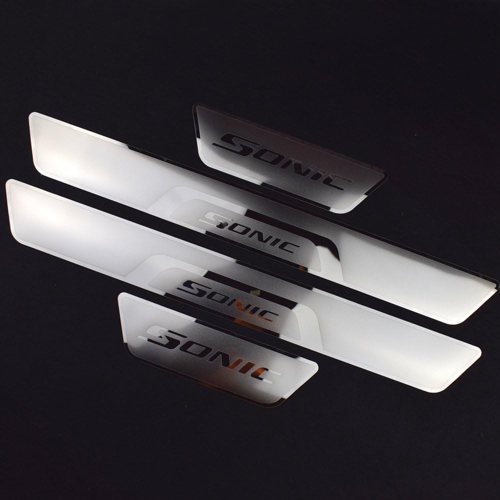 Weigesi Car Stainless Steel Door Sill Scuff Plate Door Sill Protector Fit for Chevrolet Sonic 2014-2018