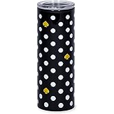 kate spade new york 16 Ounce Insulated Travel Mug with Lid, Black Double Wall Thermal Tumbler for Coffee/Tea, Polka Dots