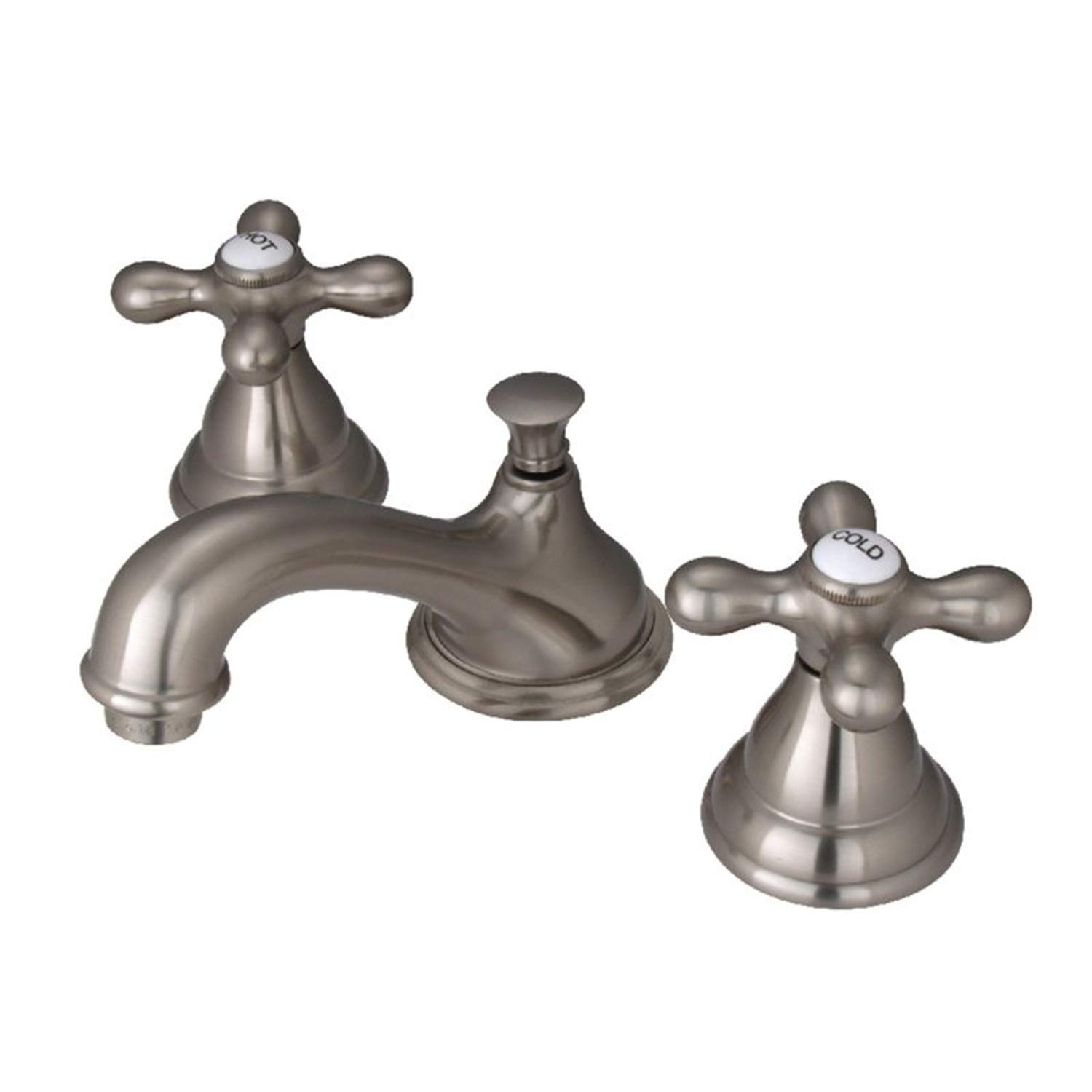 Photo 1 of Kingston Brass KS5568AX Royale Widespread Lavatory Faucet with Metal Cross Handle, Brushed Nickel