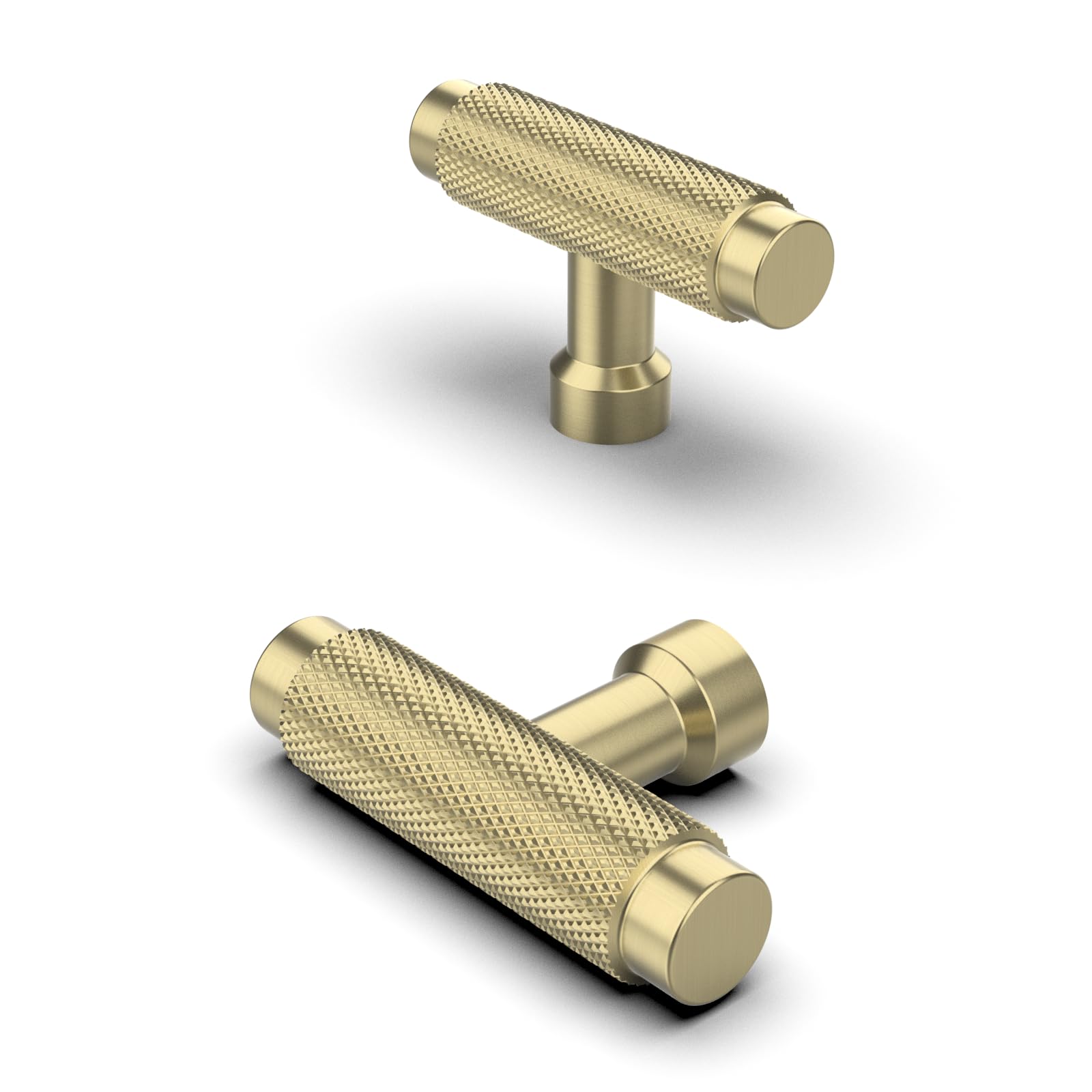 FurniWare Pack of 10 Modern Solid Furniture Handles - Brass, Door, Kitchen Fittings, Drawer Knobs, Single Hole Handle for Cupboard, Wardrobe