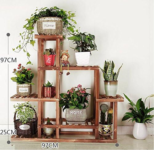 Antiseptic solid wood flower stands multi-layer combination outdoor balcony indoor plant ladder frame woody-A