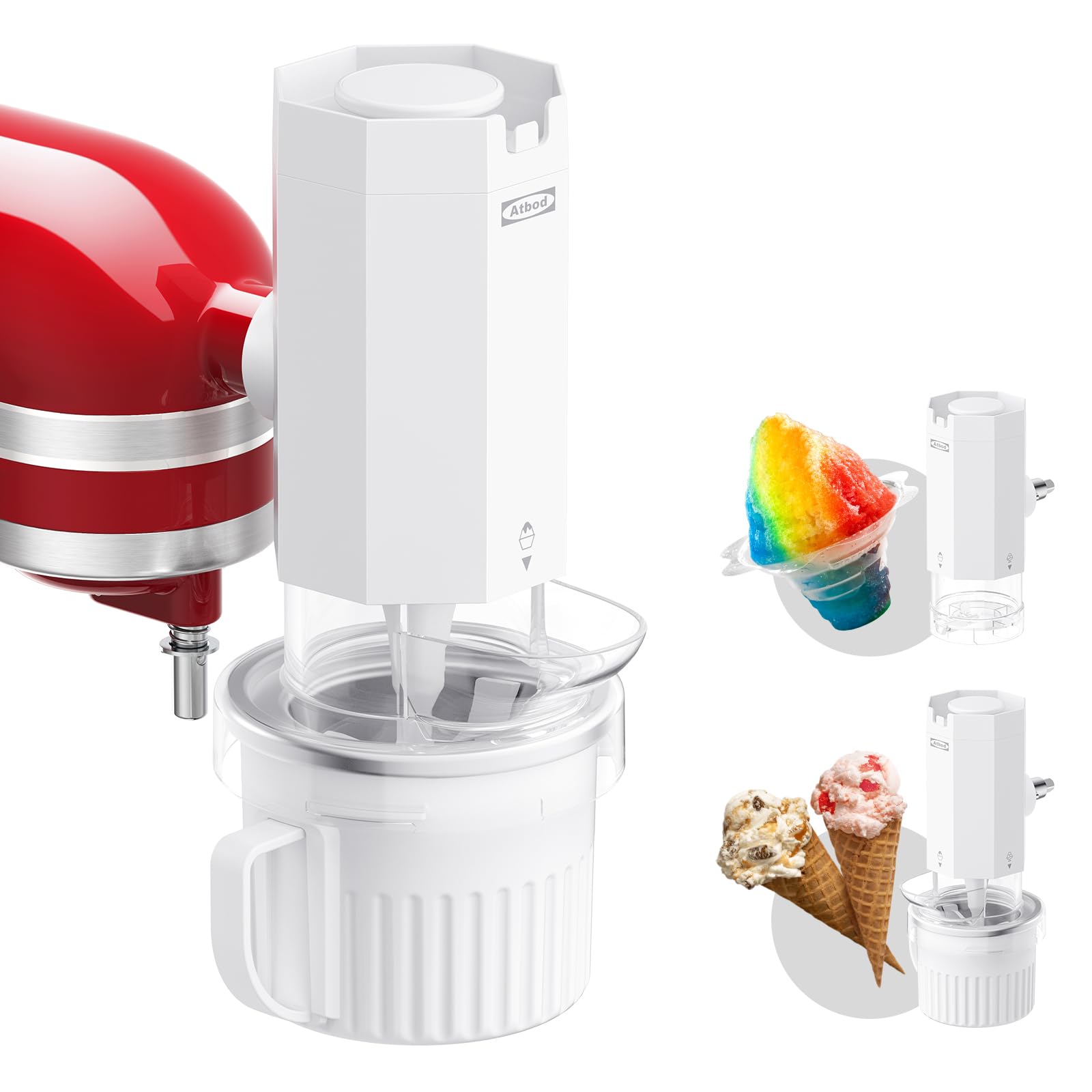 Photo 1 of *Check notes* - 2 in 1 Ice Cream Maker and Shaved Ice Attachment for KitchenAid Stand Mixers, 2 Small Ice Cream Bowls, Snow Cone Machine with Coarse and Fine Blades, 8 Ice Molds