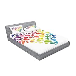 Lunarable Rainbow Fitted Sheet & Pillow Sham