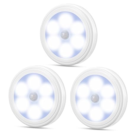 ORIA Nachtlicht mit Bewegungsmelder, 6 LED Bewegungssensor Licht Schrankbeleuchtung, Batterie Powered Licht LED Lampe mit Bew