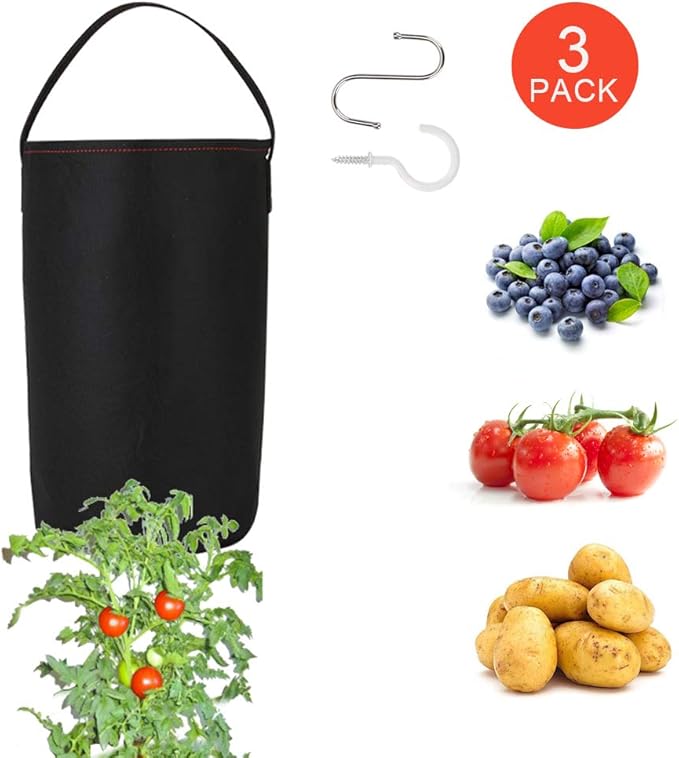 JUEYAN 3Pack Planter Bags Nonwoven Hanging Tomato Grow Bags Breathable