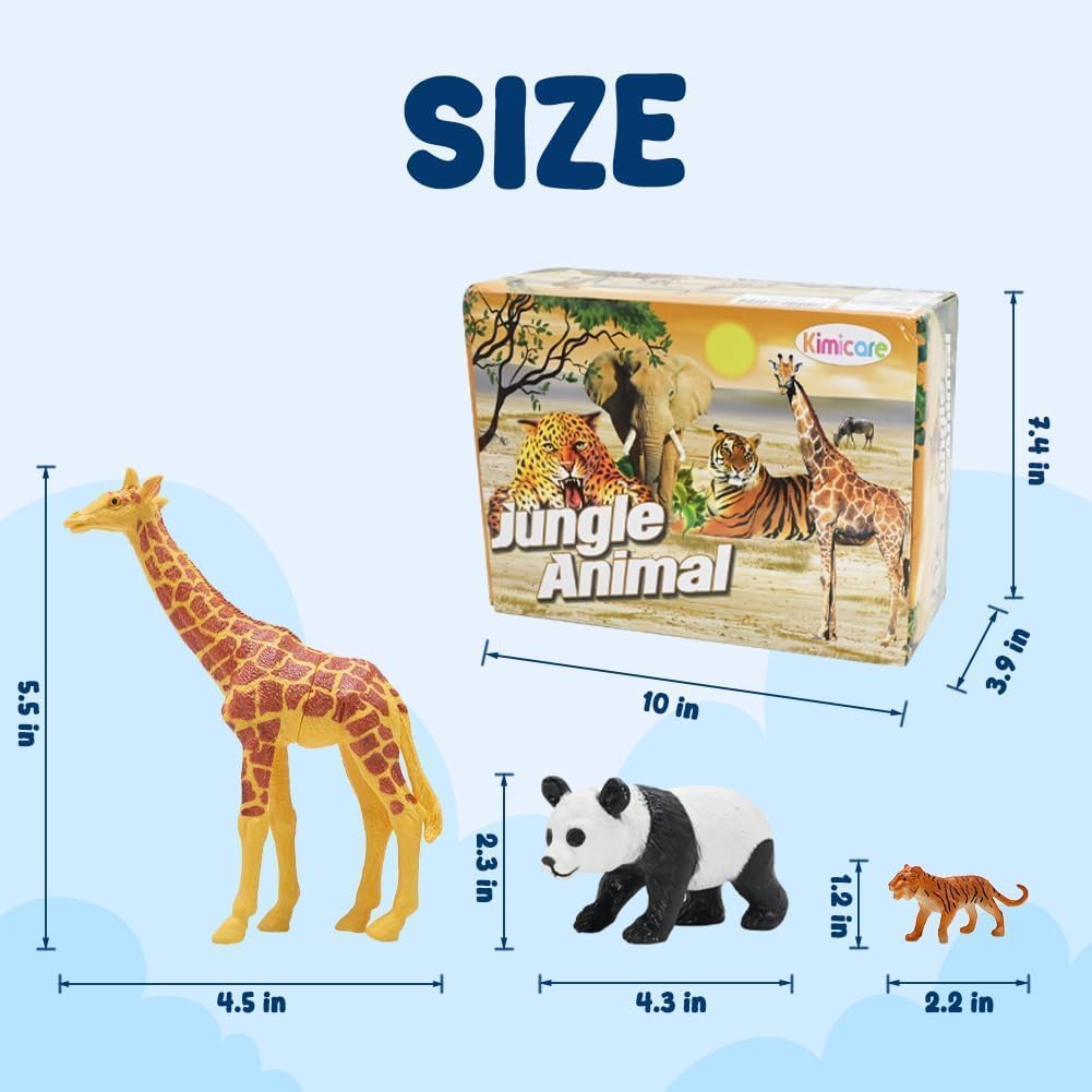 24Pcs Safari & Zoo Animals Figures, Realistic Plastic Animal Toys Set for Kids 1 2 3, Educational Jungle Animals Figures Playset, Party Supplies Birthday Gifts Christmas Stocking Stuffers