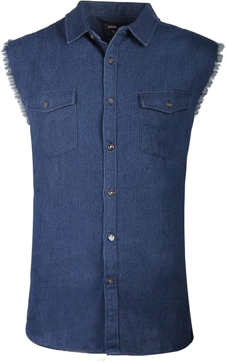 Nutexrol Herren Armelloses Denim Baumwolle Hemd Biker Weste 2 Fronttaschen Amazon De Bekleidung