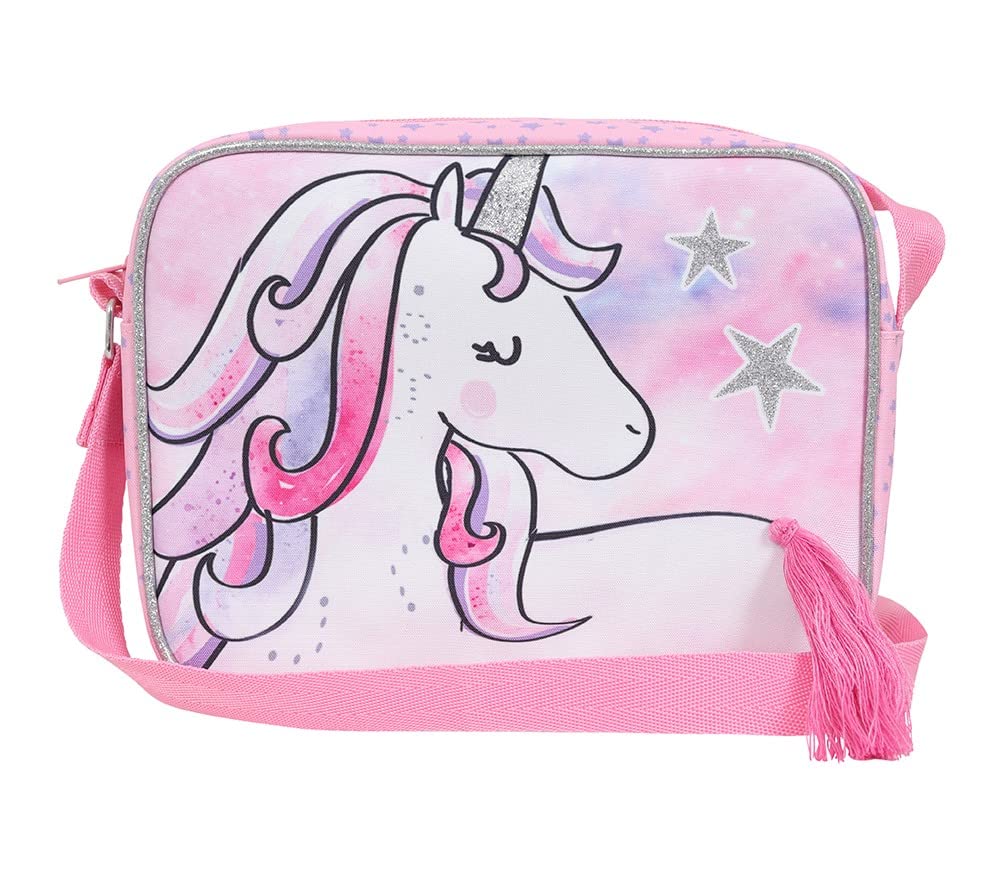 ThePyjamaFactory Girls Unicorn Star Pink Lunch Bag, Kids School Lunch Box