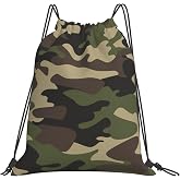 AIMASTZ Green Brown Camo Drawstring Backpack Bag Women Men Sport Sackpack | Gym Travel Swim Bag