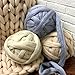 HomeModa Studio Non-Mulesed Chunky Wool Yarn Big Massive Giant Chunky Knit Blankets Throws Grey White (250g, Ivory)