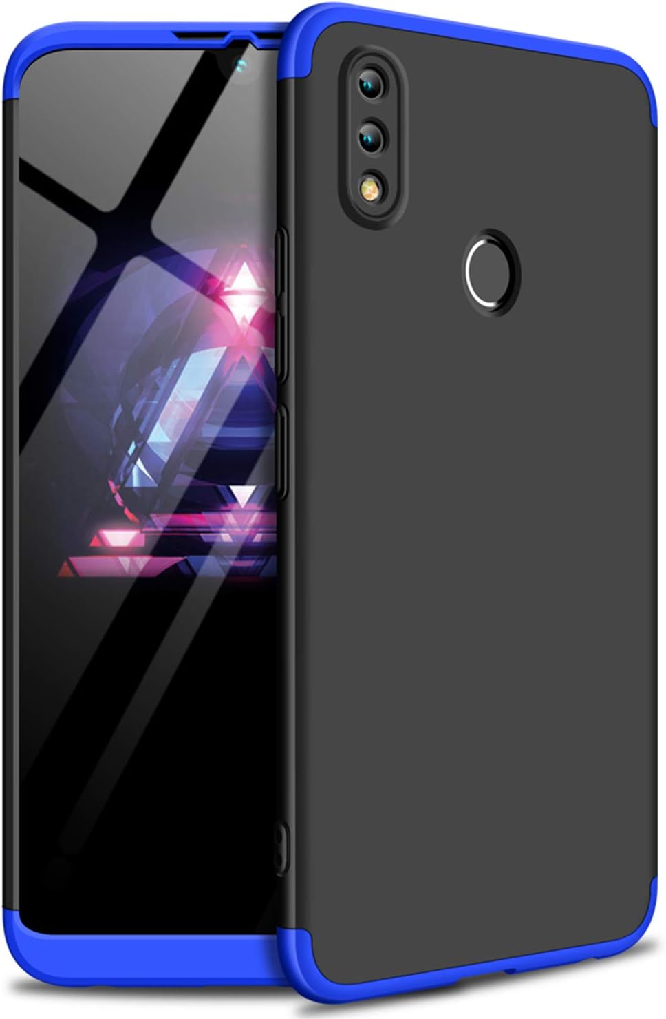 MYLBOO Case For Honor 8X Max,[3 in 1]360 Degrees Full Body Protection,[Anti-Scratch] [Shockproof] Matte Ultra Slim PC Hard Case for Huawei Honor 8X Max 7.12" (Black+Blue)