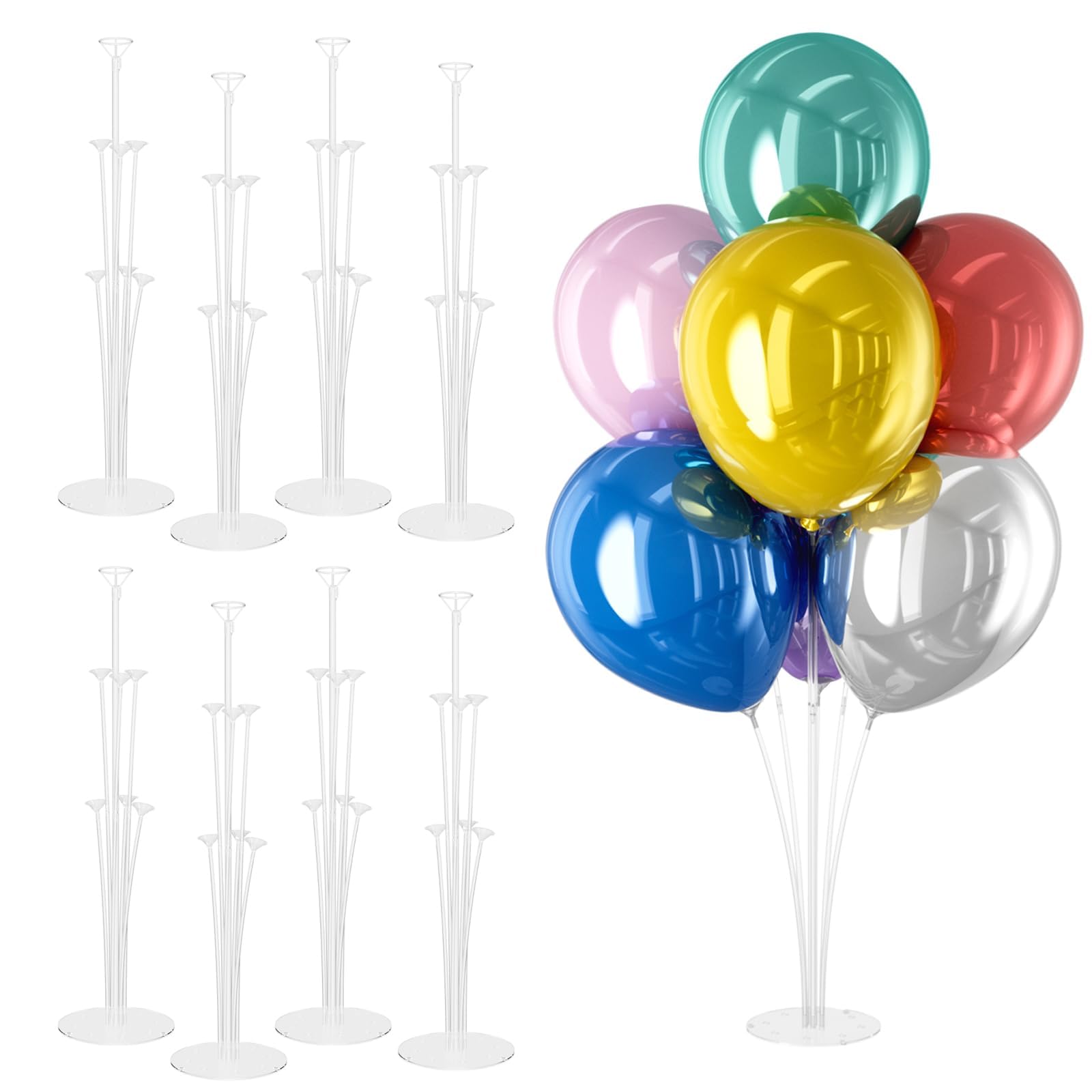Photo 1 of DECOCKRAT 8 Set Balloon Stand Kit - Table Stands With Base, Easy Assembly Sticks, Reusable Holders for Baby Showers, Weddings, Birthdays, Party Decorations