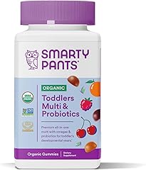 SmartyPants Organic Toddler Multivitamin Gummies: Probiotics, Omega 3 (ALA), Vitamin D3, C, Vitamin B12, B6, Vitamin A, K & Z