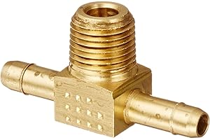 Eaton Weatherhead 1072X4 Brass CA360 Mini-Barb Brass Fitting, Branch Tee, 1/4" Tube OD x 1/8" NPT Male