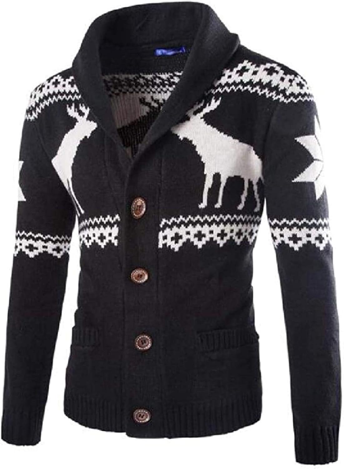 Men's Christmas Autumn Winter Knit Lapel Cardigan Button Up Cardigan