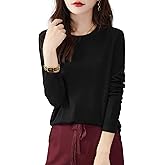 Chanyarn Women's 100% Merino Wool Base Layer Shirt Tops Crewneck Long Sleeve Travel Hiking Tee T Shirt Pullover Sweater