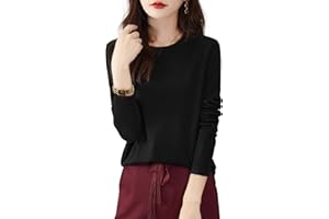 Chanyarn Women's 100% Merino Wool Base Layer Shirt Tops Crewneck Long Sleeve Travel Hiking Tee T Shirt Pullover Sweater