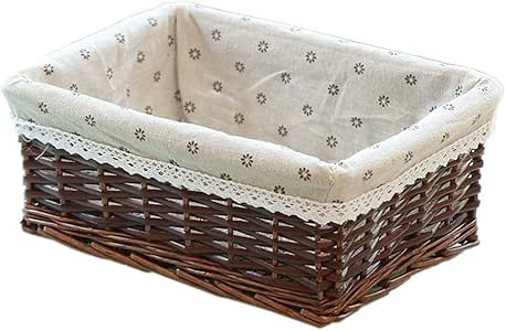 AUWU 1 cesta de almacenamiento de mimbre con forro, cesta de