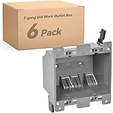 Togalonn Old Work Box 2 Gang, 25 CU. in. Outlet Box, PVC, UL Listed, 6 Pack