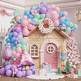 Candyland Balloon Garland Arch Kit, 167Pcs Pastel Rainbow Balloon Candy Cane Lollipop Tree Foil Balloons for Candy Theme Sweet One Birthday Candyland Supplies Baby Shower Party Decorations