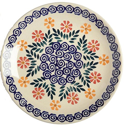 Polish Pottery Cheery Flowers Handmade Dessert Salad Plate, 7-Inch
