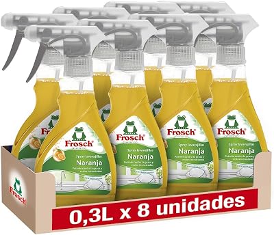 Spray Lavavajillas Naranja Pack 8x300ml - Limpiador Desengrasante con Extractos Naturales - Elimina Grasa e Incrustaciones