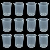 Waziaqoc 12 Pack 50ml/1.7oz Plastic Graduated Beaker | Transparent PP, Measuring Cup, Mixing Cup, For Kitchen Lab