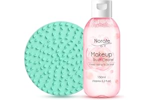 Norate Makeup Brush Cleaner, Make Up Brush Cleaner Solution + Makeup Brush Cleansing Pad, Brush Cleaner Mat for Brushes, Deep Clean Shampoo, Gentle Formula Cruelty Free, 2 Piece Set