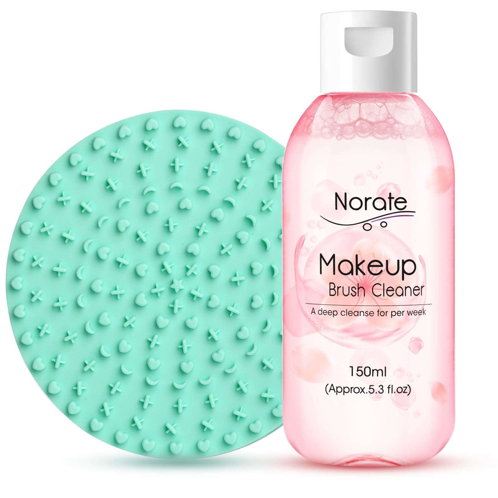 Photo 1 of Norate Makeup Brush Cleaner, Make Up Brush Cleaner Solution + Makeup Brush Cleansing Pad, Brush Cleaner Mat for Brushes, Deep Clean Shampoo, Gentle Formula Cruelty Free, 2 Piece Set