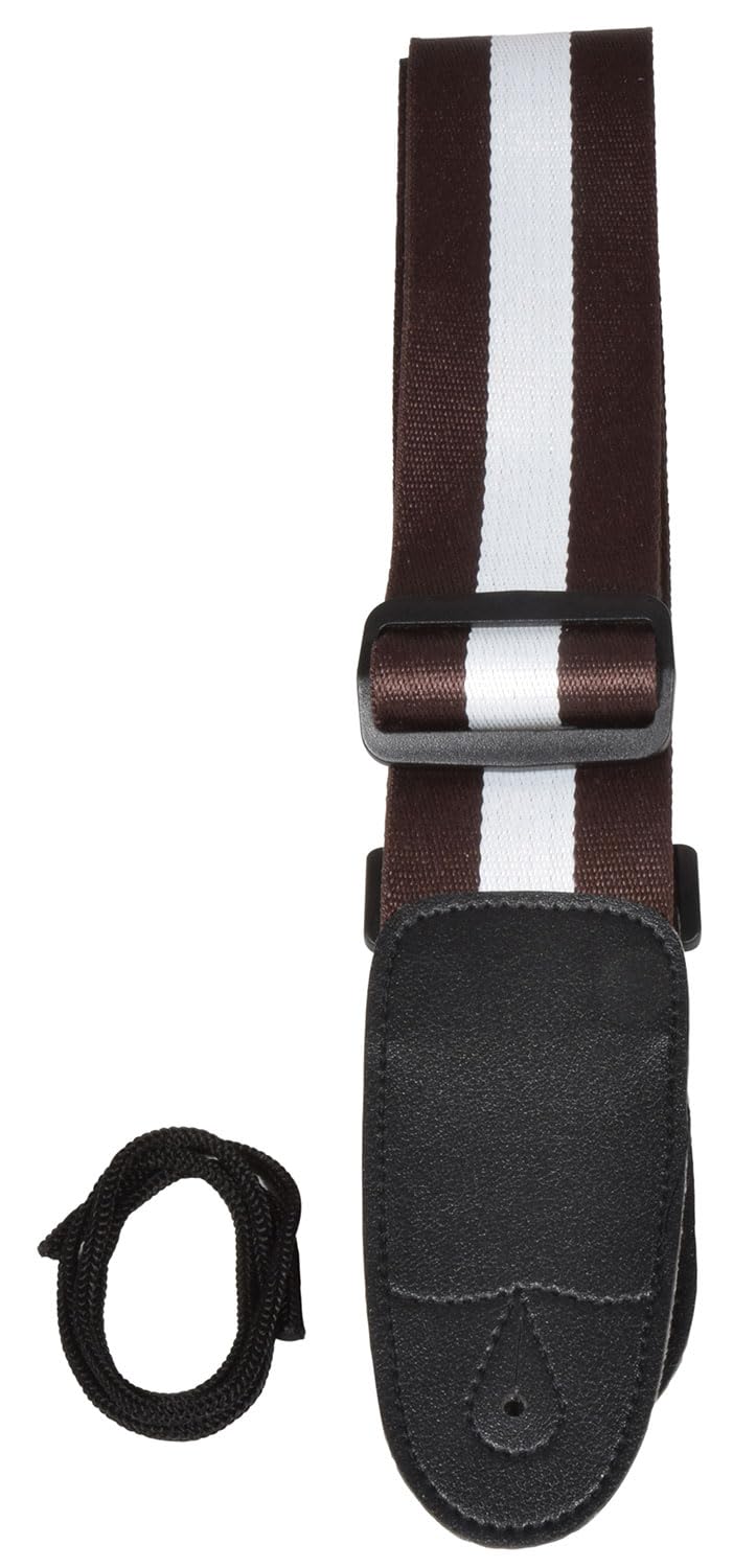 Chord | Nylon Webbing Adjustable Guitar Strap | Brown & White