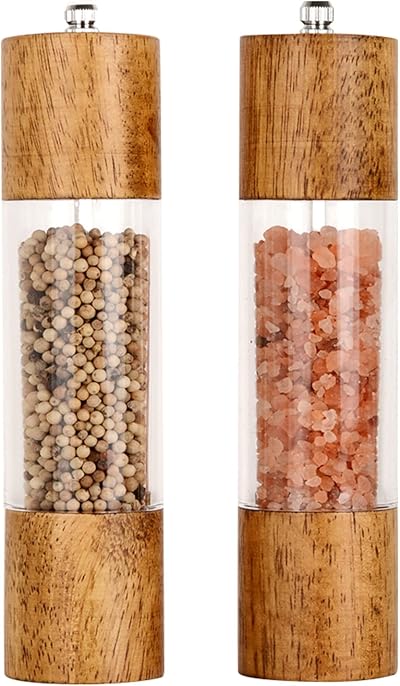 Haomacro Premium Acrylic Salt and Pepper Grinder Set with Adjustable Ceramic