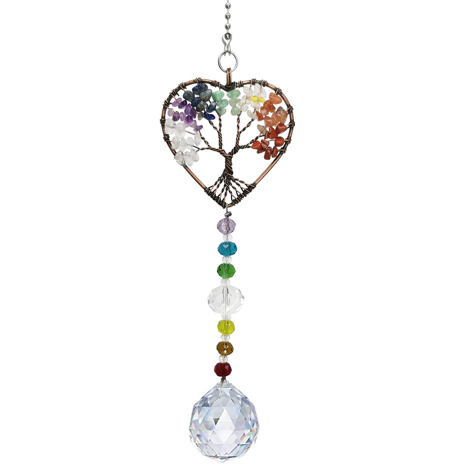Hanging Sun Catchers for Windows with Crystal Ball,Hanging Tree of Life Sun Catchers for Garden,Rainbow Maker Ornament