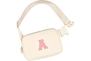 mibasies Initial Fanny Pack for Girls, Birthday Gifts for 4 5 6 7 8 9 10 11 12 13 Teen Girl - Cute Personalized Trend Stuff - Cream A