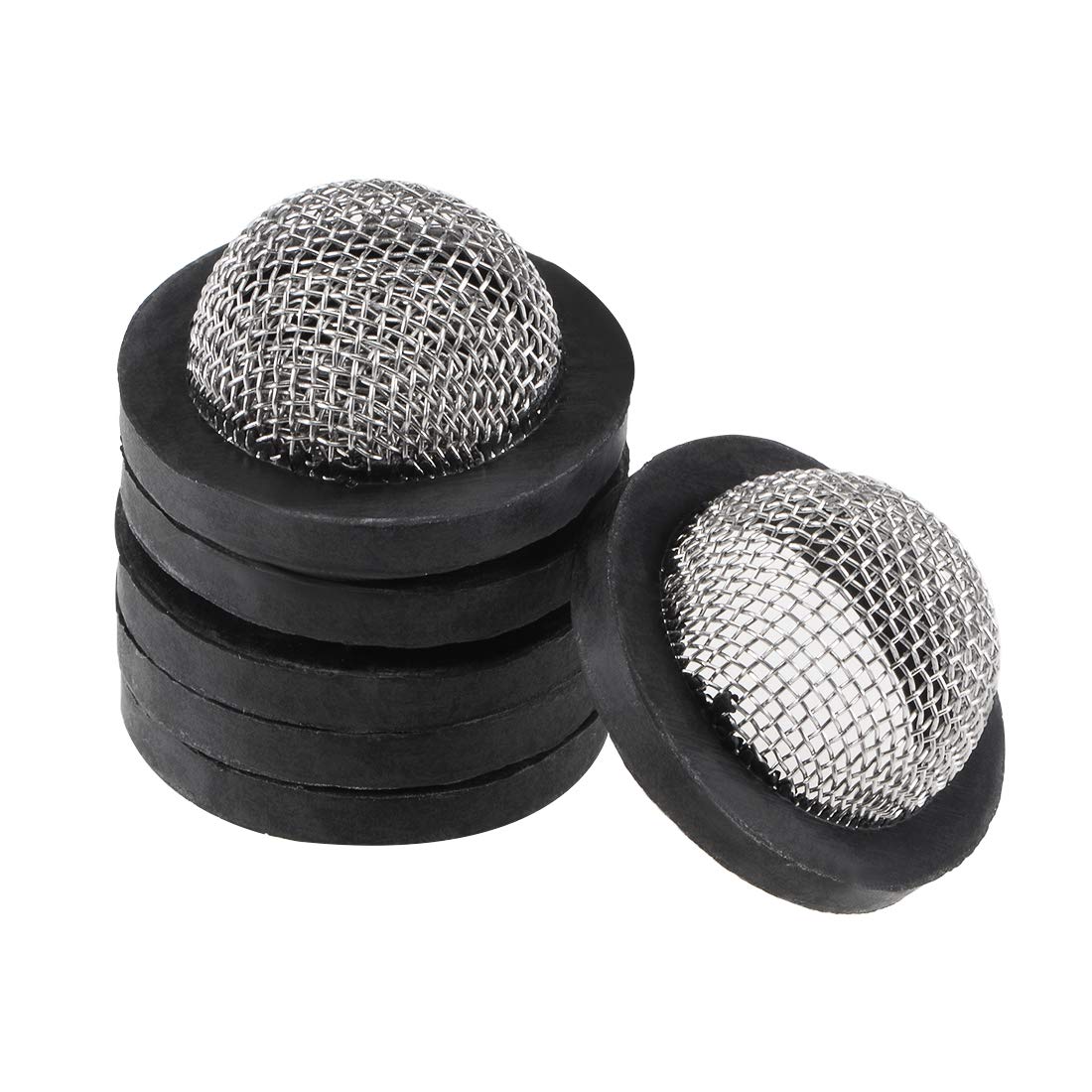 sourcing map Rubber Flat Washers 24mm OD 17mm ID 3mm Thickness with Stainless Steel Inlet Filter, for Faucet Pipe Water Hose, Pack of 6