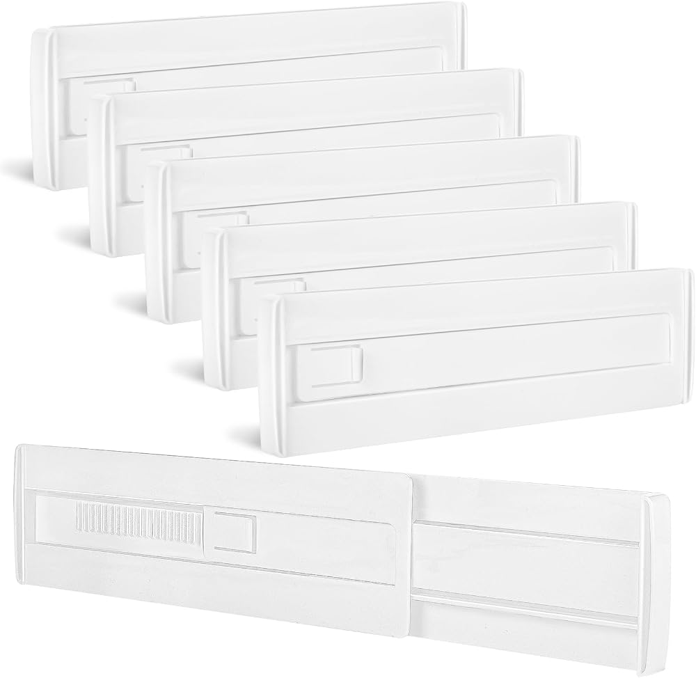 Yafe 6 Pack Adjustable Drawer Dividers 11.8-19.7 in 3.2 in High White