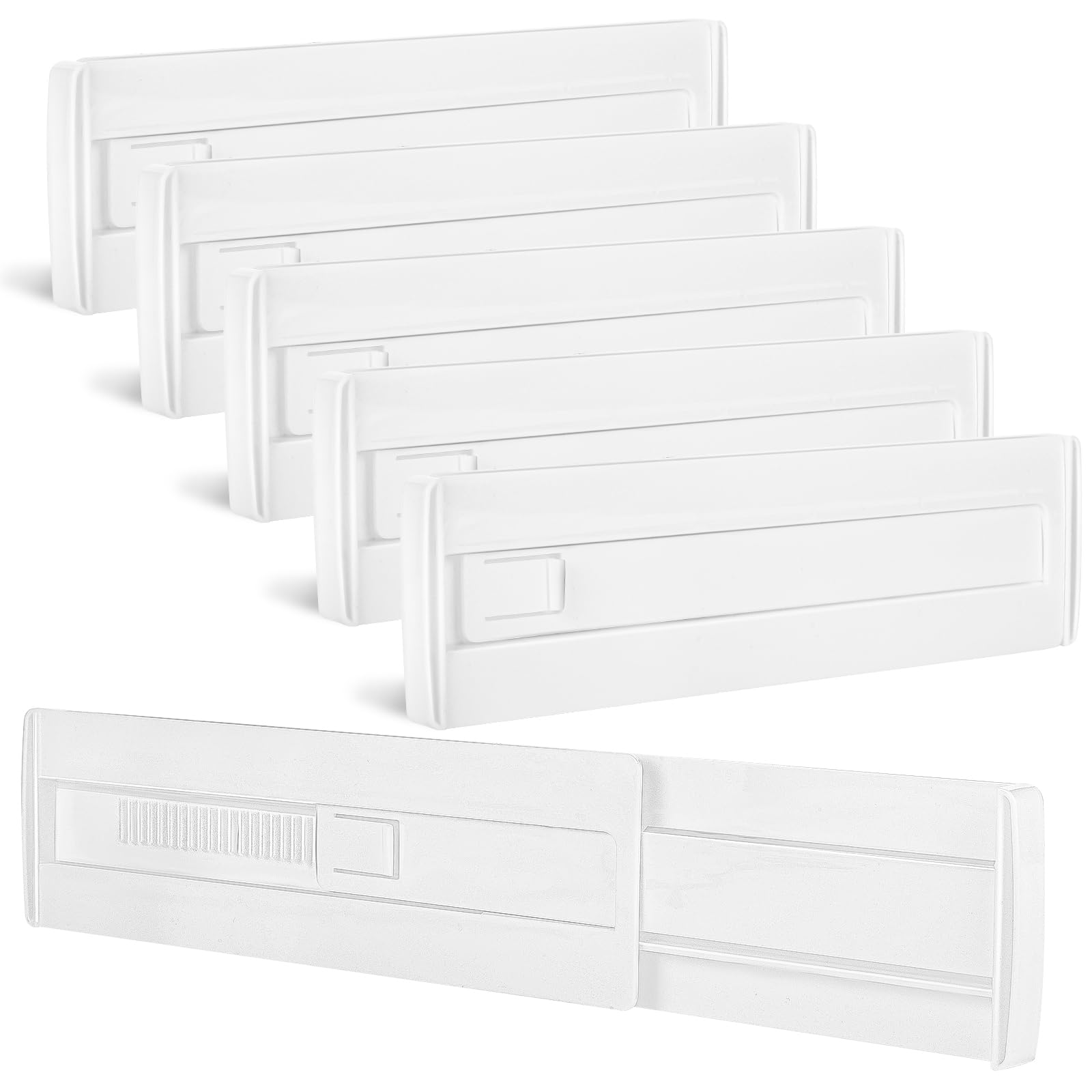 Yafe 6 Pack Drawer Dividers for Home Organization, Adjustable Drawer Organiser Clothes(11.3-20"), 3.2" High Extendable Plastic Drawer Dividers for Kitchen Bedroom Office Desk Organisers(White)