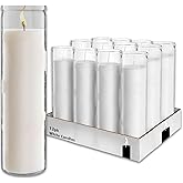 Generic White 8" Prayer Glass Candles - 12 Pack Devotional Candles for Vigils, Prayers, Blessings, Ceremonies | Bulk White Candles in Glass