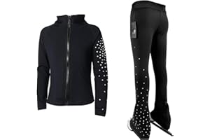 LIUHUO Ice Figure Skating Training Pants Jackets Girls Womens Fleece Shiny Colored Diamond Girl Comfortable Warm Tracksuit
