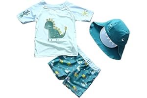 SGMWVB Baby and Toddler Boys' 3-Piece Swimsuit Set Bathing Suit with Hat