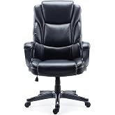 Staples Mcallum Manager Office Chair, Bonded Leather, Swivel, Black | Adjustable height task chair with wheels for executive offices or desks.