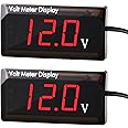 2 Pieces DC 4 to 28V Car Digital Voltmeter 12V Voltage Meter Car Audio Gauge LED Display 12V Waterproof Voltage Gauge Meter for Motorcycle(Red Light)
