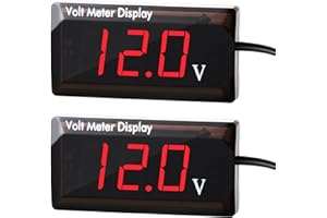 FRIENDA 2 Pieces DC 4 to 28V Car Digital Voltmeter 12V Voltage Meter Car Audio Gauge LED Display 12V Waterproof Voltage Gauge Meter for Motorcycle(Red Light)