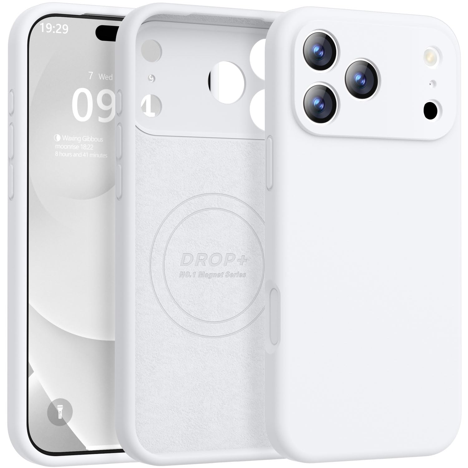 Ktele Magnetic for iPhone 17 Pro Max Case [Compatible with Magsafe] [Premium Silicone Satin-Smooth Touch] Slim Shockproof Anti-Scratch Microfiber Lining Case, 6.9 inch, White