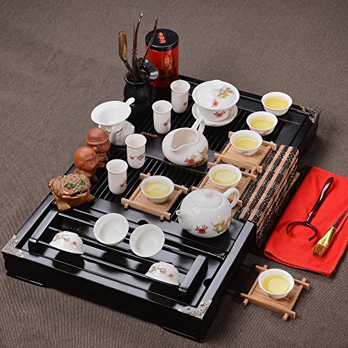 Chinese Kungfu Tea Ceremony Tea Ware Group;experience China Tradition Tea Culture;the Wood Tea Tray (5)