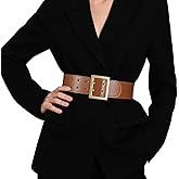 JASGOOD Women Wide Elastic Waist Belt for Dresses Fashion Gold Square Buckle Stretchy Leather Waistband for Ladies